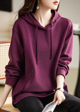 Load image into Gallery viewer, Handmade Purple Hooded Cotton Loose Sweatshirts Top Spring