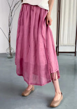 Load image into Gallery viewer, Handmade Rose Wrinkled Pockets Lace Up Elastic Waist Linen Skirt Summer