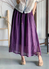 Load image into Gallery viewer, Handmade Rose Wrinkled Pockets Lace Up Elastic Waist Linen Skirt Summer