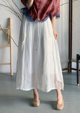 Load image into Gallery viewer, Handmade Rose Wrinkled Pockets Lace Up Elastic Waist Linen Skirt Summer