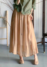 Load image into Gallery viewer, Handmade Rose Wrinkled Pockets Lace Up Elastic Waist Linen Skirt Summer