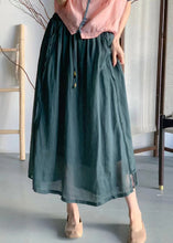 Load image into Gallery viewer, Handmade Rose Wrinkled Pockets Lace Up Elastic Waist Linen Skirt Summer