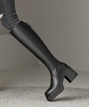 Load image into Gallery viewer, Handmade Splicing Zippered Chunky Heel Boots Brown Cowhide Leather