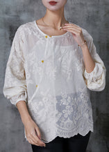 Load image into Gallery viewer, Handmade White Embroidered Cotton Shirt Top Summer