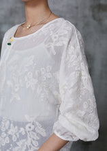 Load image into Gallery viewer, Handmade White Embroidered Cotton Shirt Top Summer