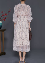 Load image into Gallery viewer, Italian Apricot Ruffled Sequins Tulle Maxi Dress Spring