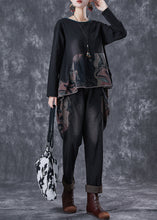 Load image into Gallery viewer, Italian Black Asymmetrical Patchwork Print Cotton Two Pieces Set Spring