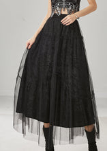 Load image into Gallery viewer, Italian Black Elastic Waist Tulle A Line Skirt Spring