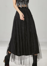 Load image into Gallery viewer, Italian Black Elastic Waist Tulle A Line Skirt Spring