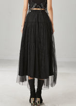 Load image into Gallery viewer, Italian Black Elastic Waist Tulle A Line Skirt Spring