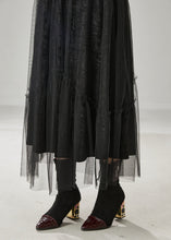 Load image into Gallery viewer, Italian Black Elastic Waist Tulle A Line Skirt Spring