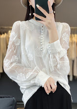 Load image into Gallery viewer, Italian Black Embroidered Button Chiffon Shirt Long Sleeve