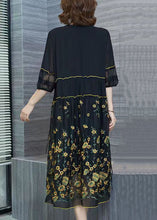 Load image into Gallery viewer, Italian Black Embroidered Wrinkled Patchwork Chiffon Dresses Summer