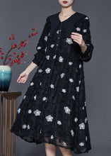 Load image into Gallery viewer, Italian Black Floral Exra Large Hem Long Dresses Spring