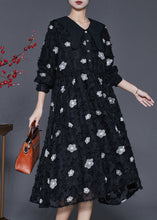 Load image into Gallery viewer, Italian Black Floral Exra Large Hem Long Dresses Spring