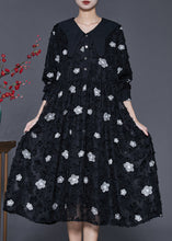 Load image into Gallery viewer, Italian Black Floral Exra Large Hem Long Dresses Spring