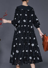 Load image into Gallery viewer, Italian Black Floral Exra Large Hem Long Dresses Spring