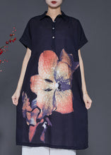 Load image into Gallery viewer, Italian Black Peter Pan Collar Print Cotton Shirt Dress Summer