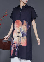 Load image into Gallery viewer, Italian Black Peter Pan Collar Print Cotton Shirt Dress Summer