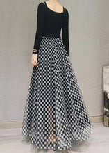 Load image into Gallery viewer, Italian Black Plaid High Waist Exra Large Hem Tulle Skirt Spring