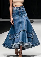 Load image into Gallery viewer, Italian Blue High Waist Patchwork Denim A Line Skirts Summer