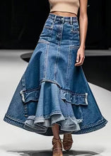 Load image into Gallery viewer, Italian Blue High Waist Patchwork Denim A Line Skirts Summer