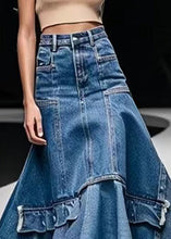 Load image into Gallery viewer, Italian Blue High Waist Patchwork Denim A Line Skirts Summer