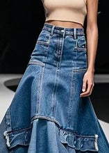 Load image into Gallery viewer, Italian Blue High Waist Patchwork Denim A Line Skirts Summer