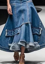 Load image into Gallery viewer, Italian Blue High Waist Patchwork Denim A Line Skirts Summer