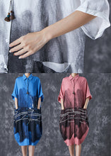 Load image into Gallery viewer, Italian Blue Inkwash Painting Cotton Shirt Dress Summer