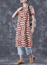 Load image into Gallery viewer, Italian Brick Red Oversized Striped Cotton Long Dress Summer