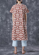 Load image into Gallery viewer, Italian Brick Red Oversized Striped Cotton Long Dress Summer