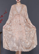 Load image into Gallery viewer, Italian Champagne Embroidered Silk Vacation Dresses Summer