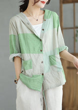 Load image into Gallery viewer, Italian Colorblock Hooded Pockets Linen Shirt Summer