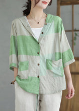 Load image into Gallery viewer, Italian Colorblock Hooded Pockets Linen Shirt Summer