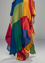 Load image into Gallery viewer, Italian Colorblock One Shoulder Asymmetrical Design Silk Dress Sleeveless