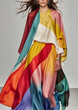 Load image into Gallery viewer, Italian Colorblock Tops And Pants Silk Two Piece Suit Set Summer