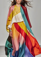 Load image into Gallery viewer, Italian Colorblock Tops And Pants Silk Two Piece Suit Set Summer