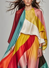 Load image into Gallery viewer, Italian Colorblock Tops And Pants Silk Two Piece Suit Set Summer