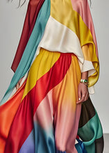 Load image into Gallery viewer, Italian Colorblock Tops And Pants Silk Two Piece Suit Set Summer