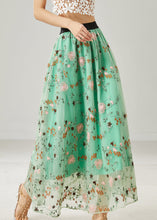 Load image into Gallery viewer, Italian Green Embroidered Tulle Skirts Summer