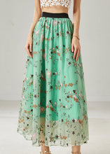 Load image into Gallery viewer, Italian Green Embroidered Tulle Skirts Summer