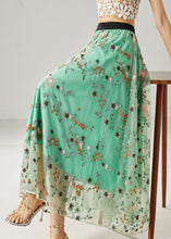 Load image into Gallery viewer, Italian Green Embroidered Tulle Skirts Summer