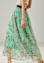 Load image into Gallery viewer, Italian Green Embroidered Tulle Skirts Summer