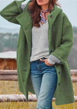 Load image into Gallery viewer, Italian Green Peter Pan Collar Pockets Woolen Hooded Coats Fall