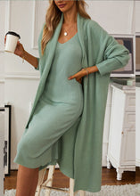 Load image into Gallery viewer, Italian Green V Neck Cashmere Knit Cardigans And Long Derss Two Pieces Set Fall