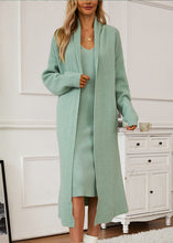 Load image into Gallery viewer, Italian Green V Neck Cashmere Knit Cardigans And Long Derss Two Pieces Set Fall