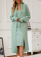 Load image into Gallery viewer, Italian Green V Neck Cashmere Knit Cardigans And Long Derss Two Pieces Set Fall