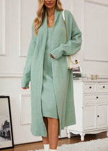 Load image into Gallery viewer, Italian Green V Neck Cashmere Knit Cardigans And Long Derss Two Pieces Set Fall