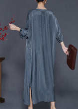 Load image into Gallery viewer, Italian Grey Oversized Linen Silk Long Dresses Summer